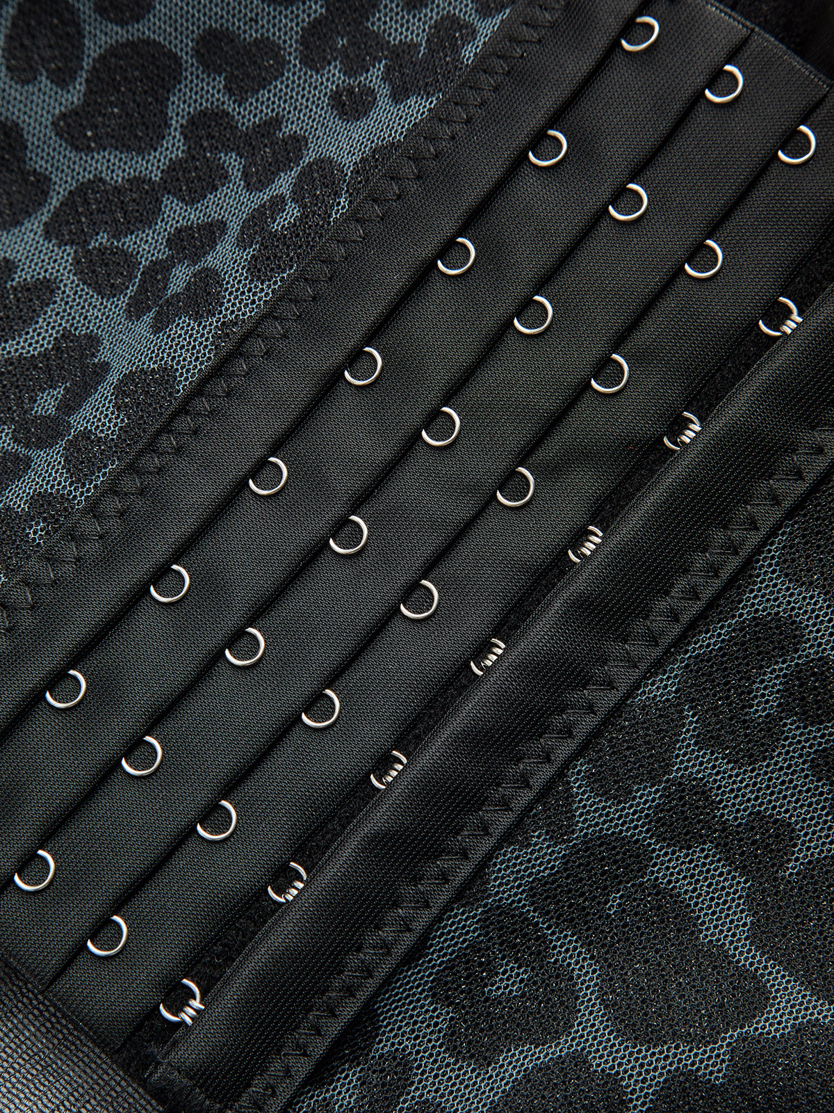 Leopard Print Lace Mesh Sheer Boned Corset-Chicvia
