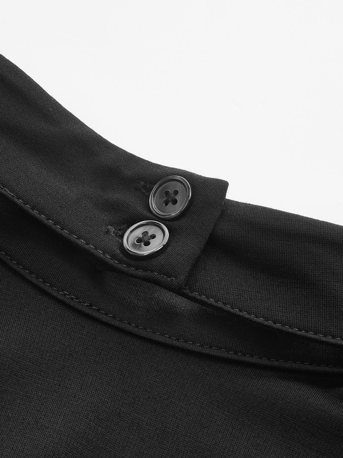 Mock-Neck Flare-Cuff Dress-Chicvia