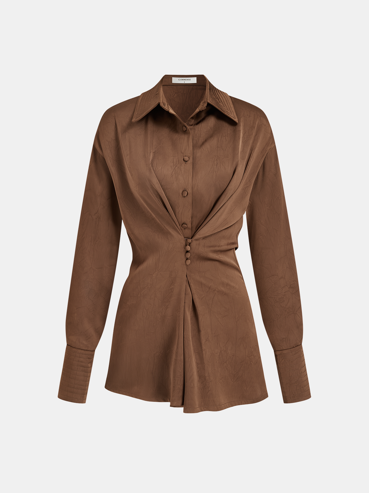 Multi-Way Textured Button-Front Shirt-Chicvia