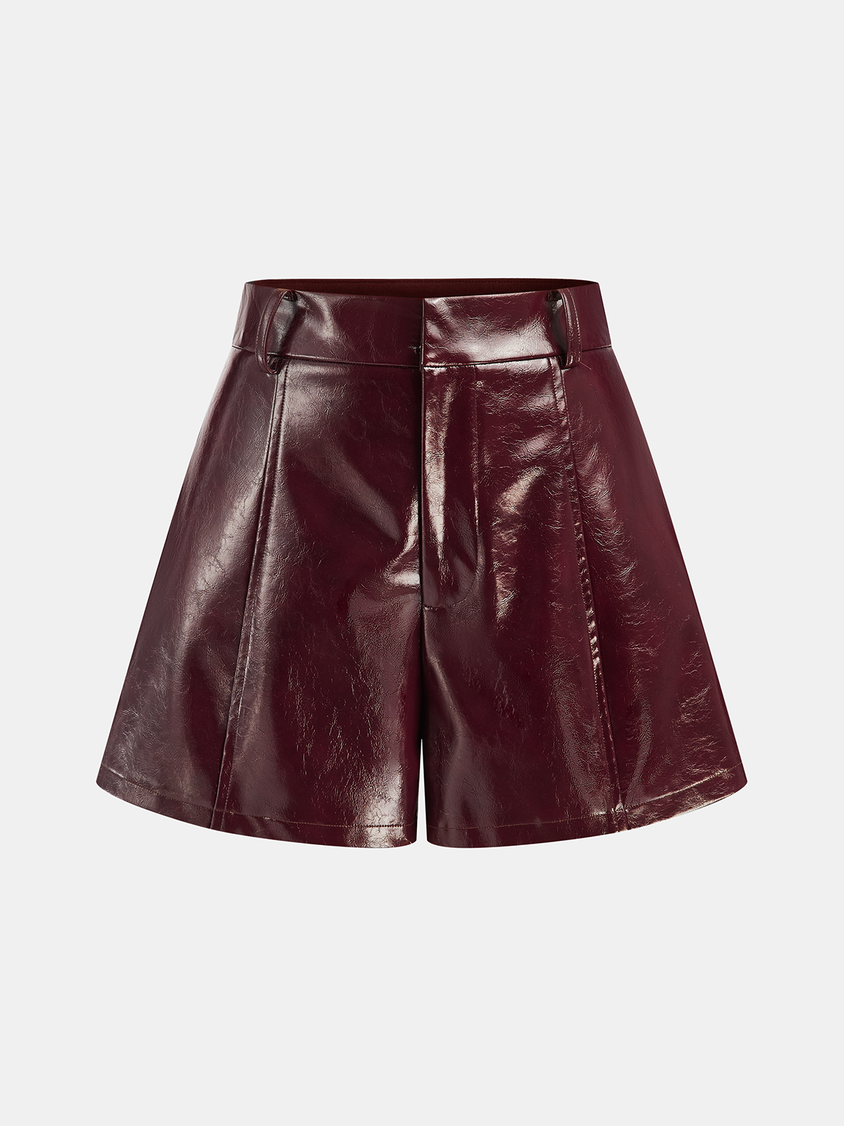 Faux Leather A-Line Shorts-Chicvia