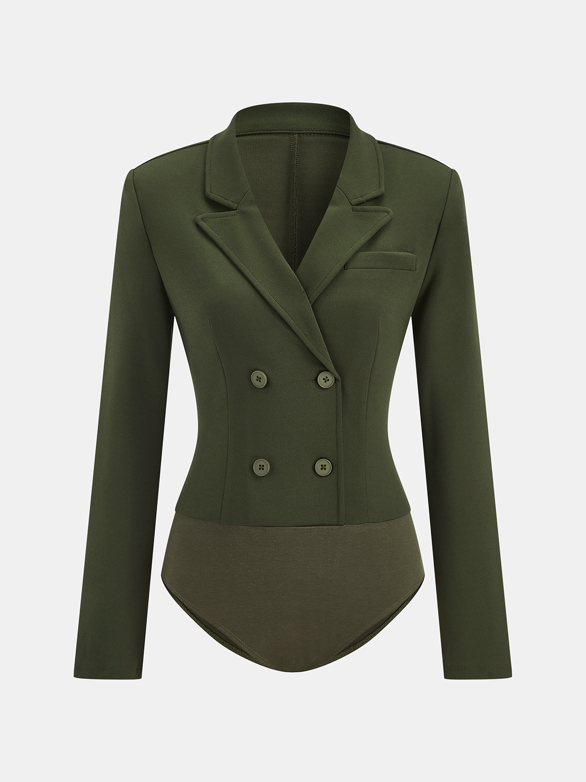 Double-Breasted Blazer Bodysuit-Chicvia