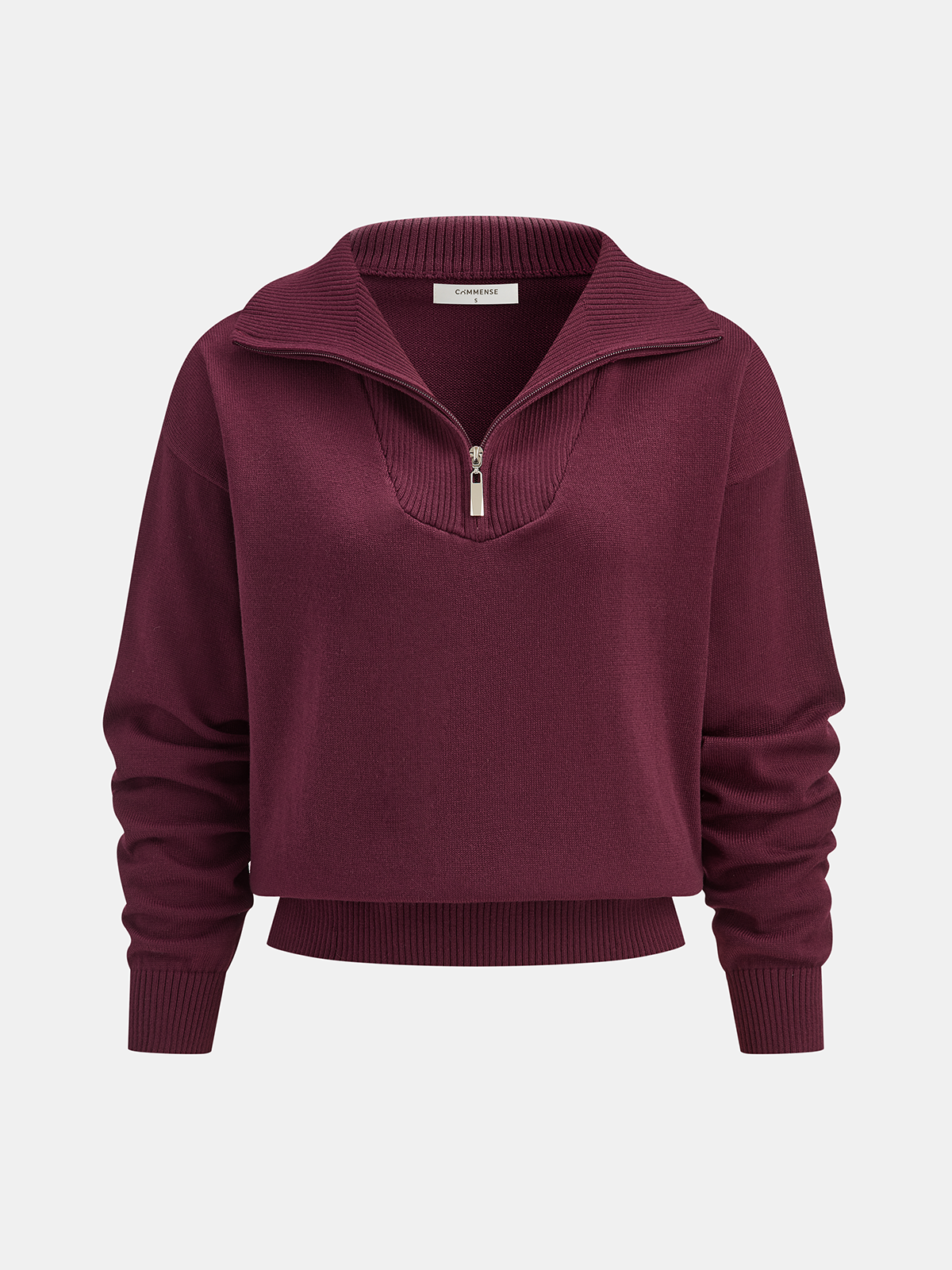 Half-Zip Knit Top & Pleated Skirt Set-Chicvia