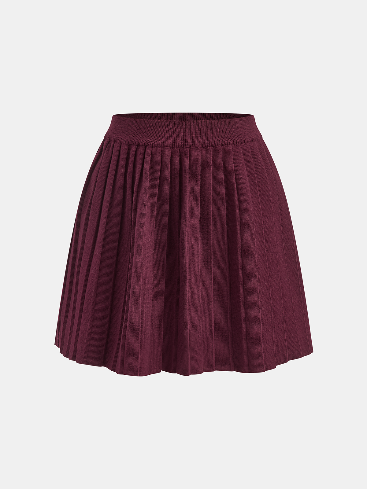 Half-Zip Knit Top & Pleated Skirt Set-Chicvia