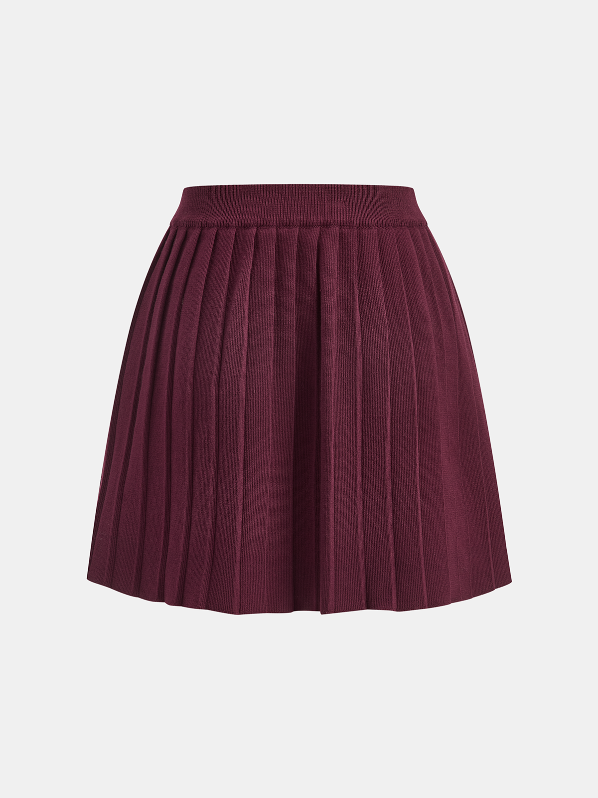 Half-Zip Knit Top & Pleated Skirt Set-Chicvia