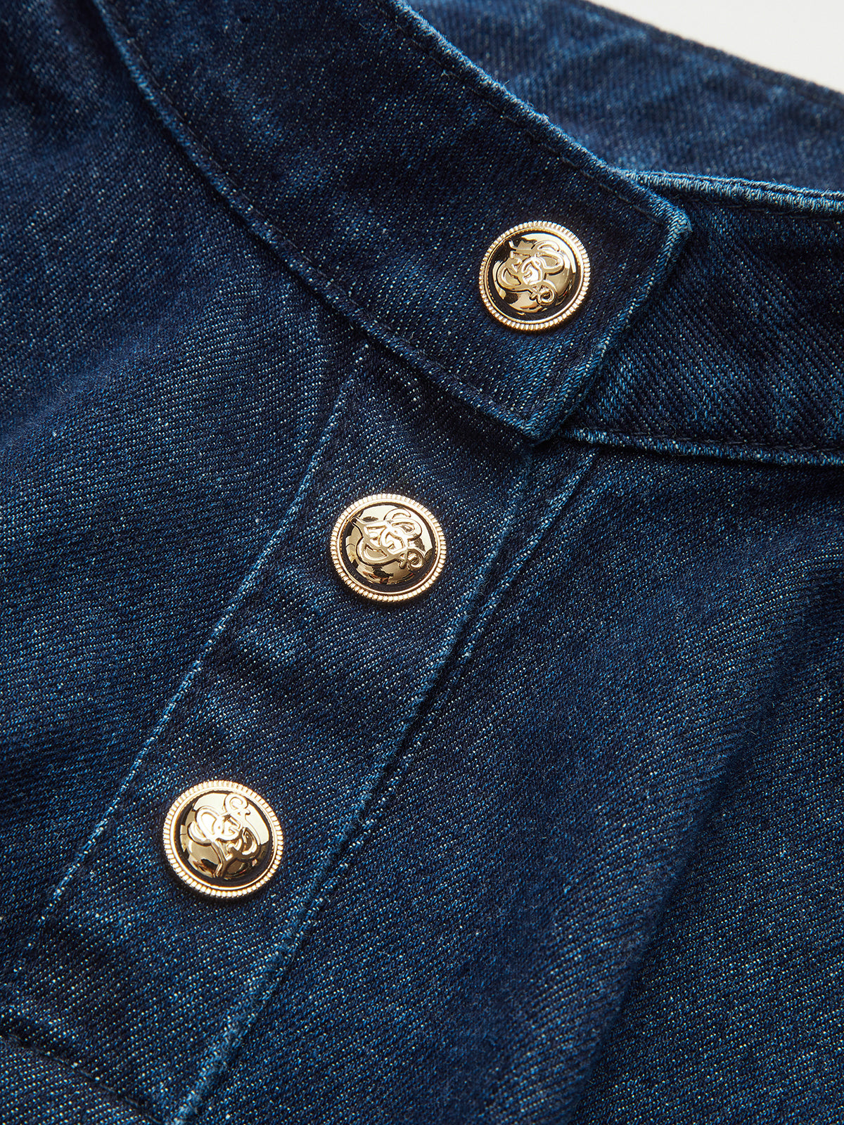 Pleated Belted Denim Peplum Top-Chicvia