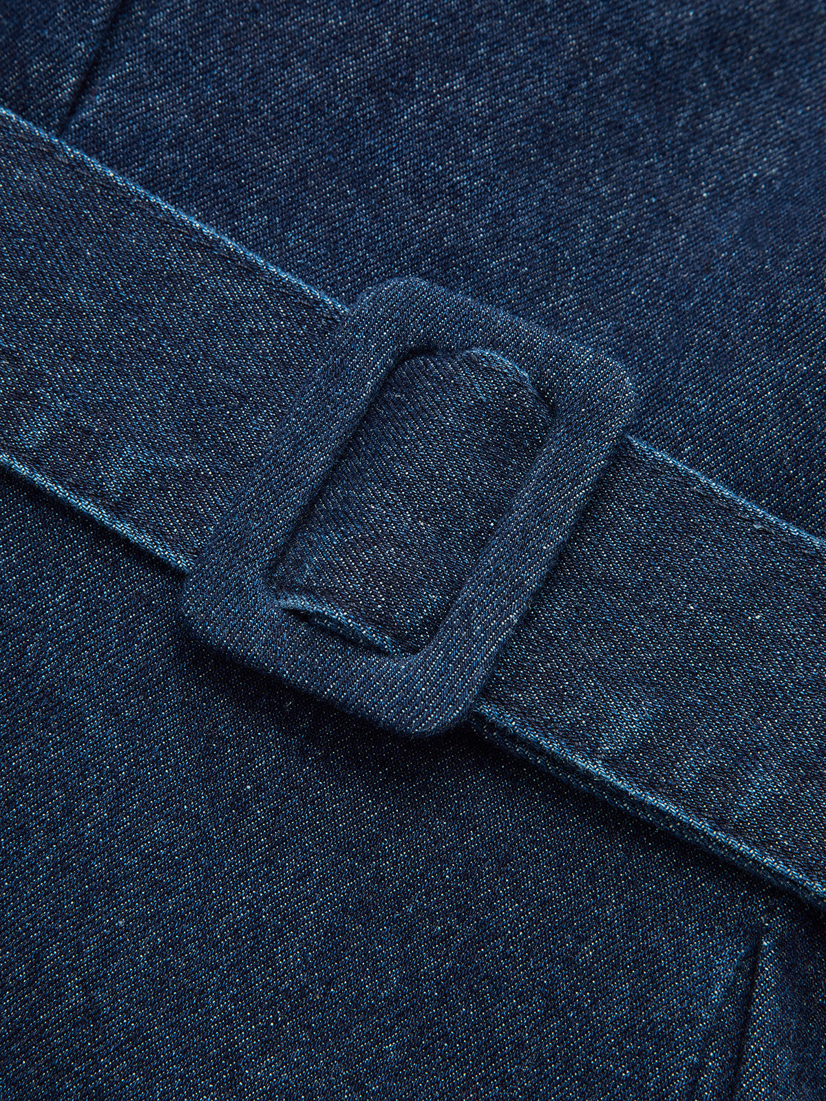 Pleated Belted Denim Peplum Top-Chicvia