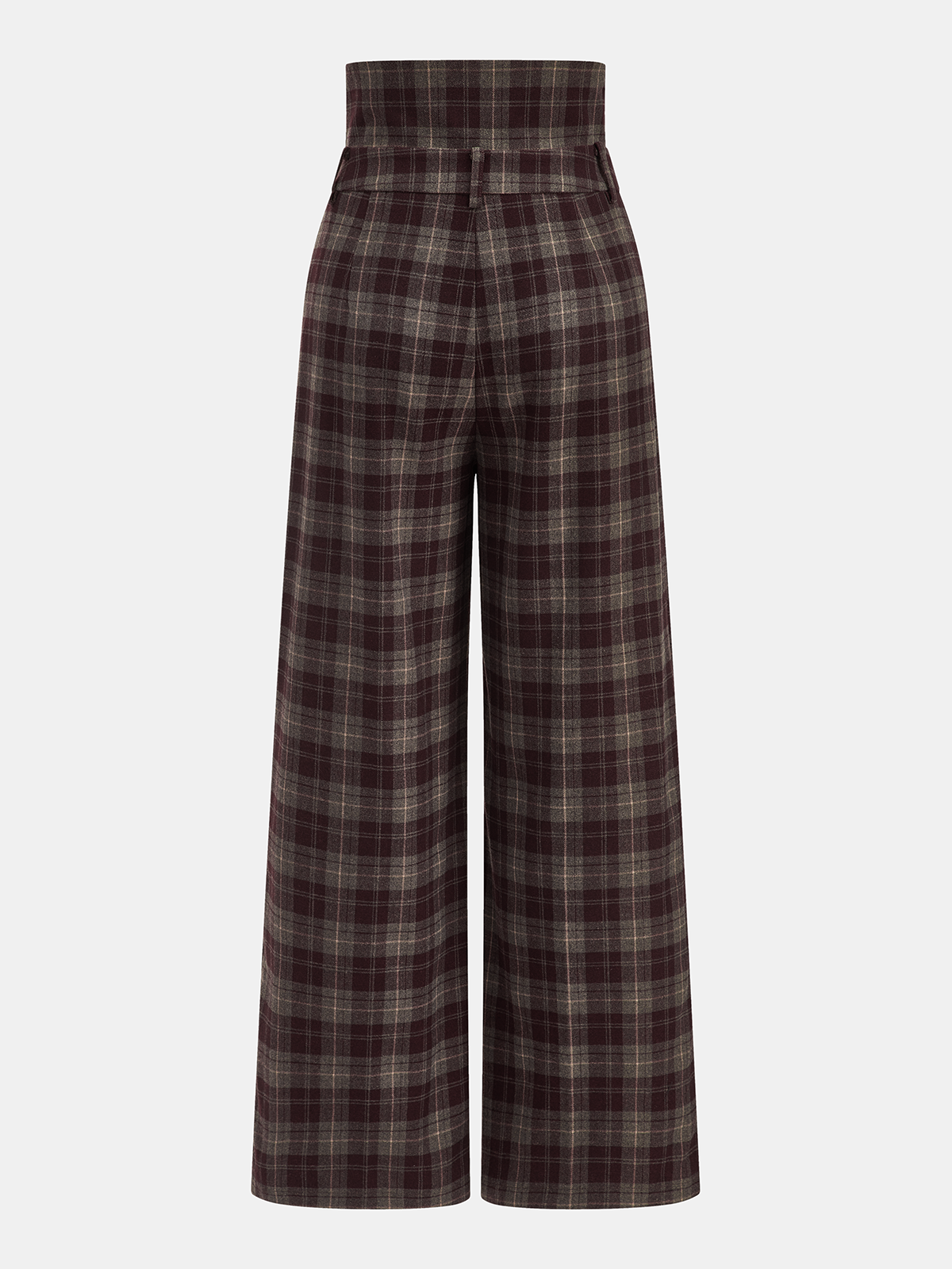 High-Waisted Plaid Wide-Leg Pants-Chicvia