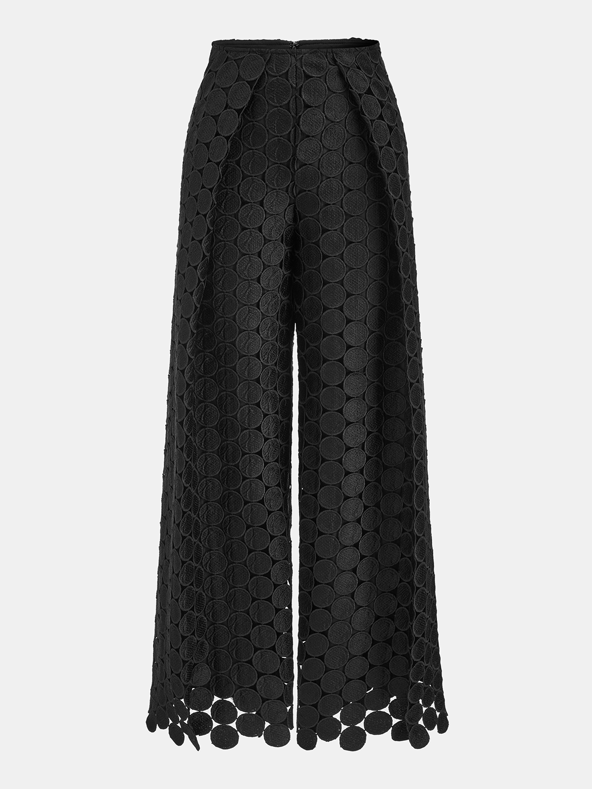 Mid-Waist Circular Applique Wide-Leg Pants-Chicvia