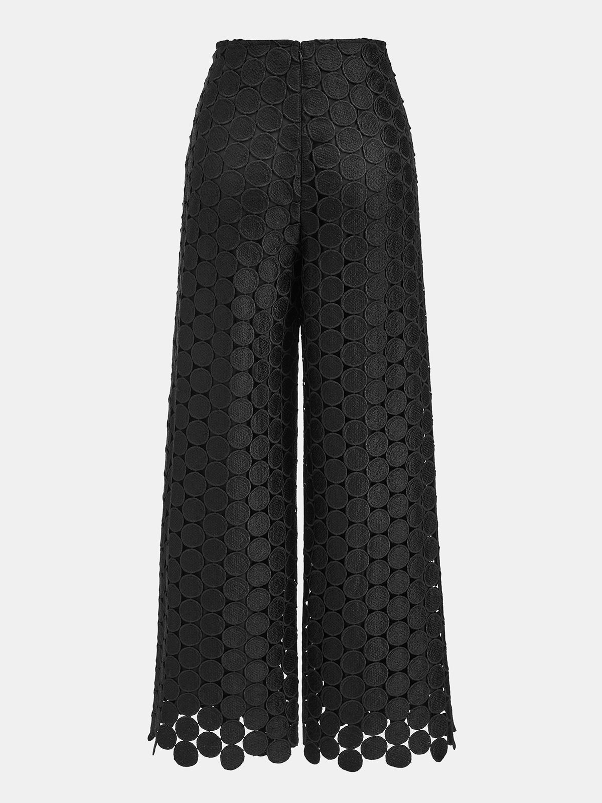 Mid-Waist Circular Applique Wide-Leg Pants-Chicvia