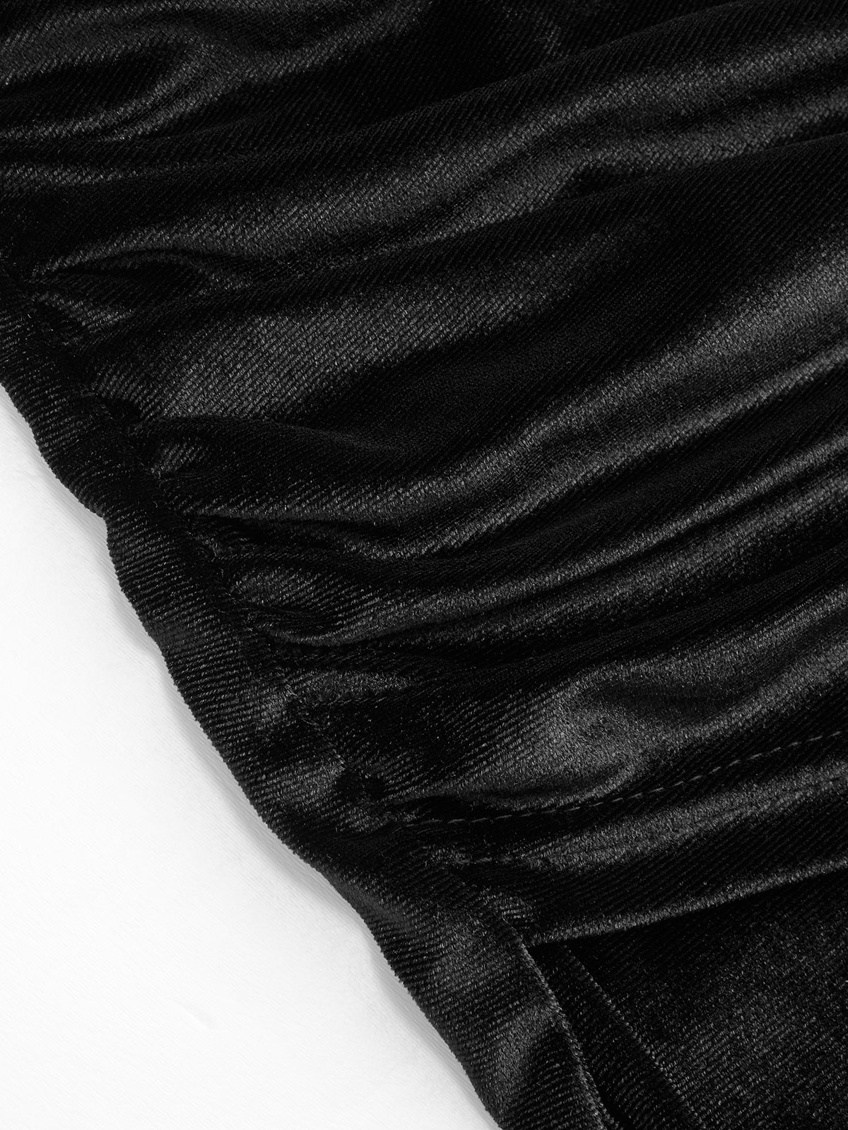 One-Shoulder Ruched Velvet Dress-Chicvia