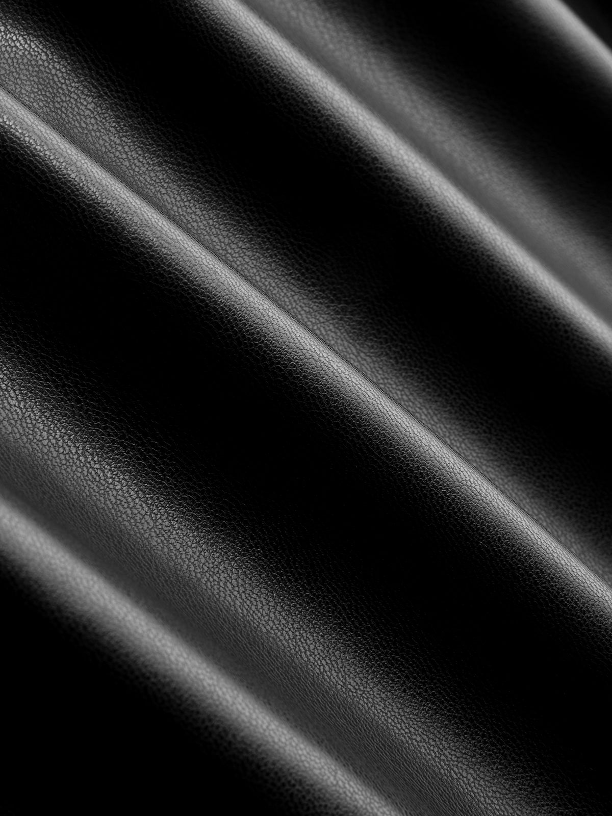 Draped Faux Leather Midi Dress with Side Slit-Chicvia