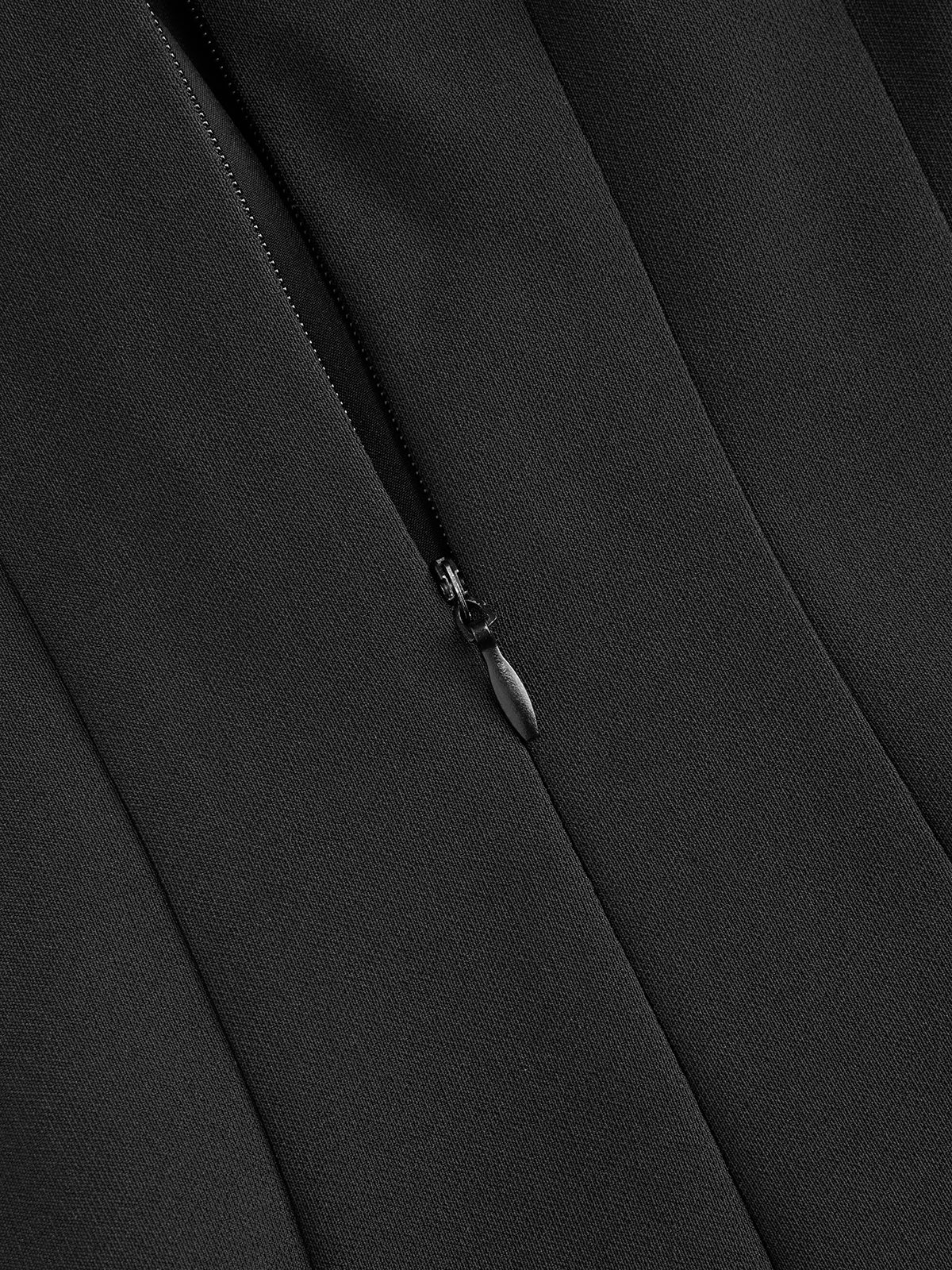 Button-Front Puff-Sleeve Mini Dress-Chicvia