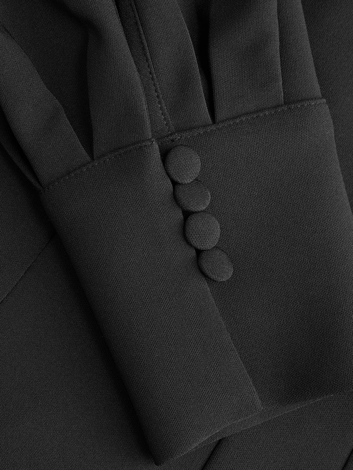 Button-Front Puff-Sleeve Mini Dress-Chicvia