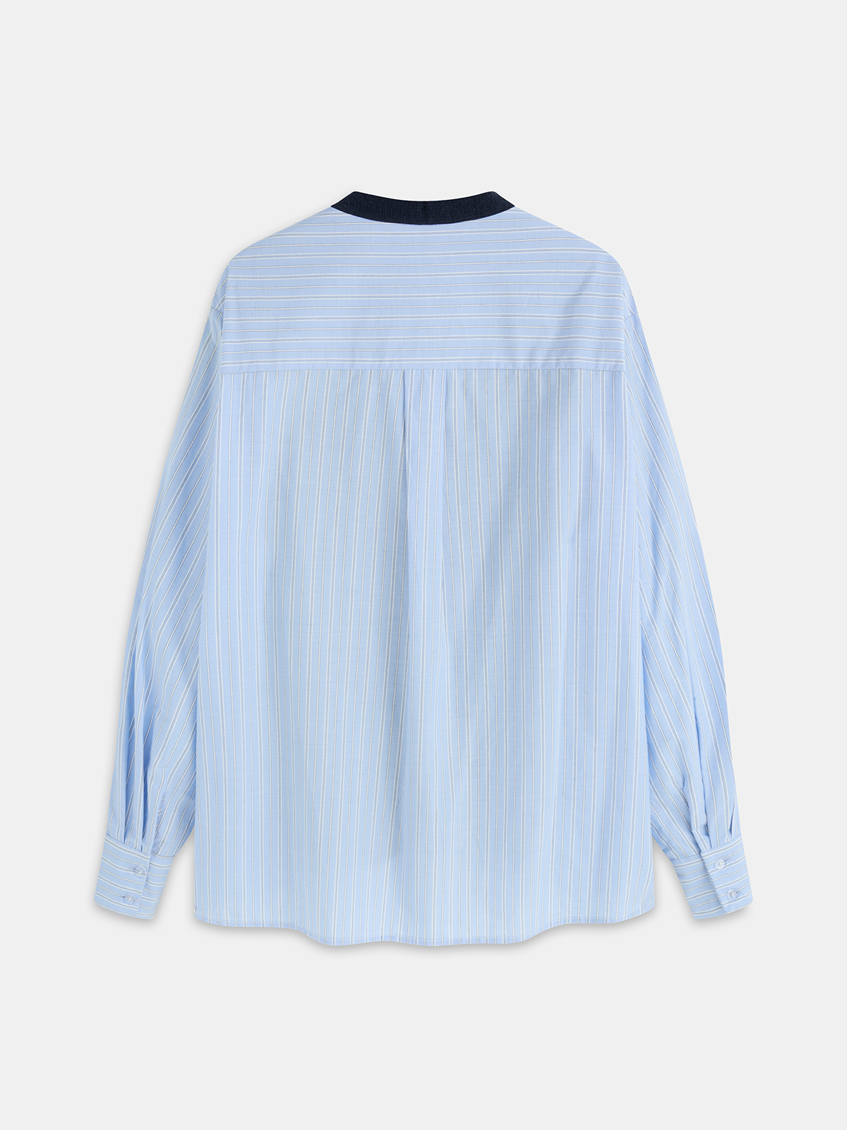 Layered Cable-Knit Striped Shirt Cardigan-Chicvia