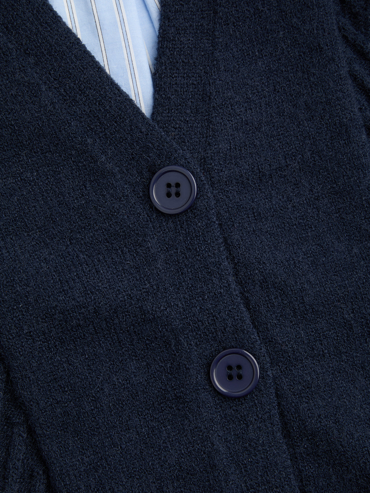 Layered Cable-Knit Striped Shirt Cardigan-Chicvia