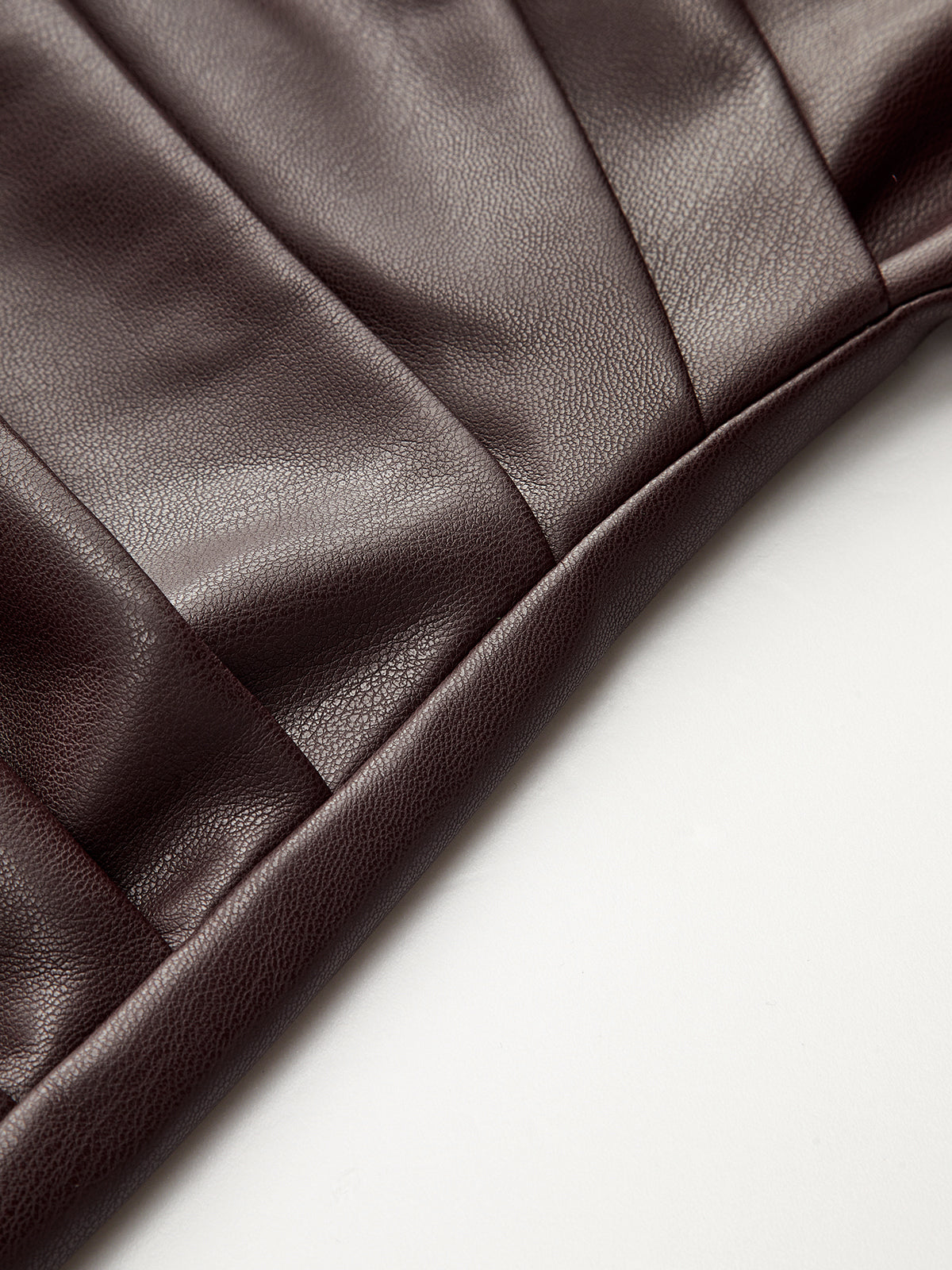 Faux Leather Waist Ruched Dress-Chicvia