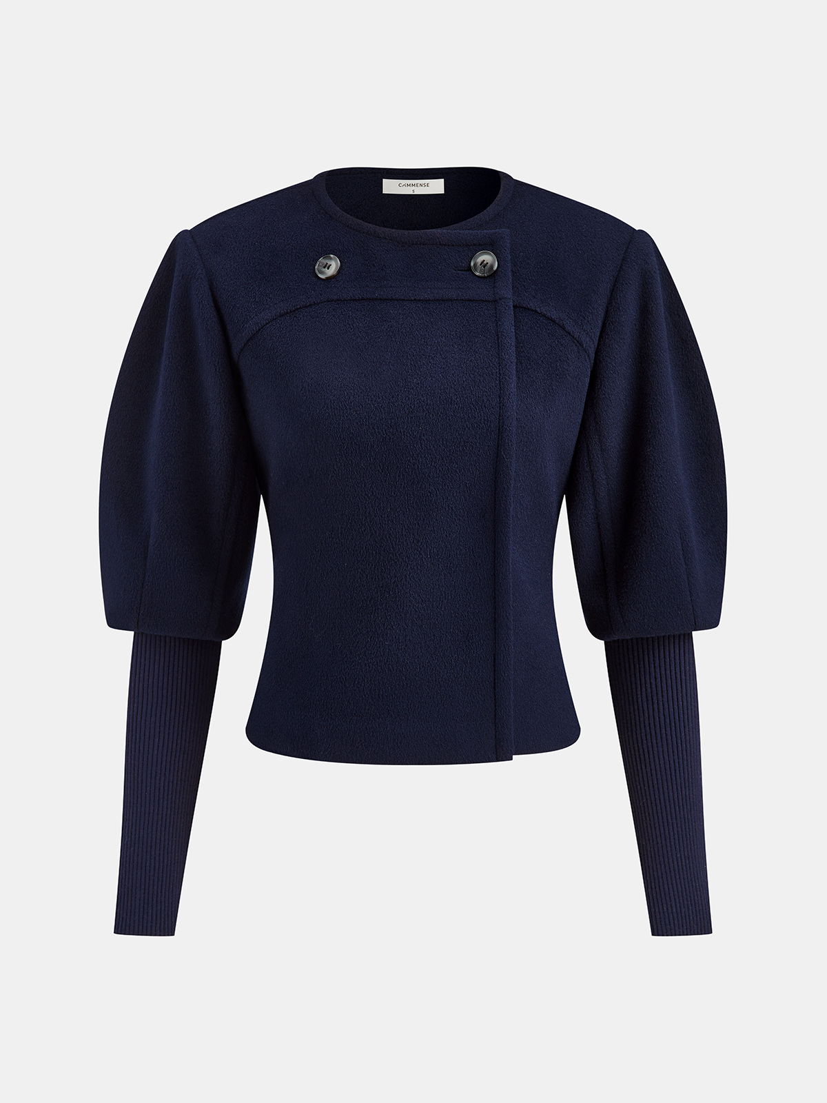 Leg-Of-Mutton Sleeve Tweed Jacket-Chicvia