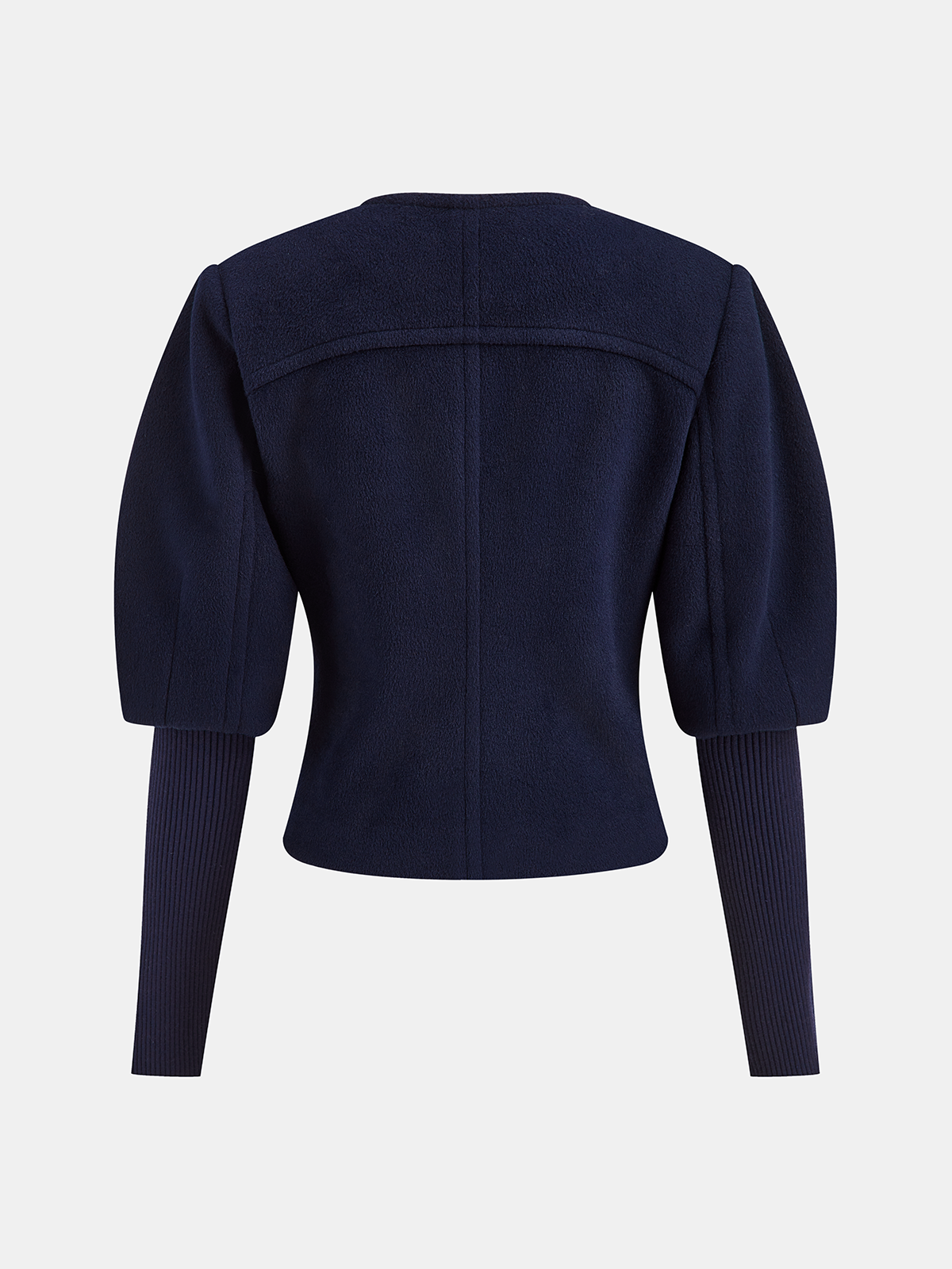 Leg-Of-Mutton Sleeve Tweed Jacket-Chicvia