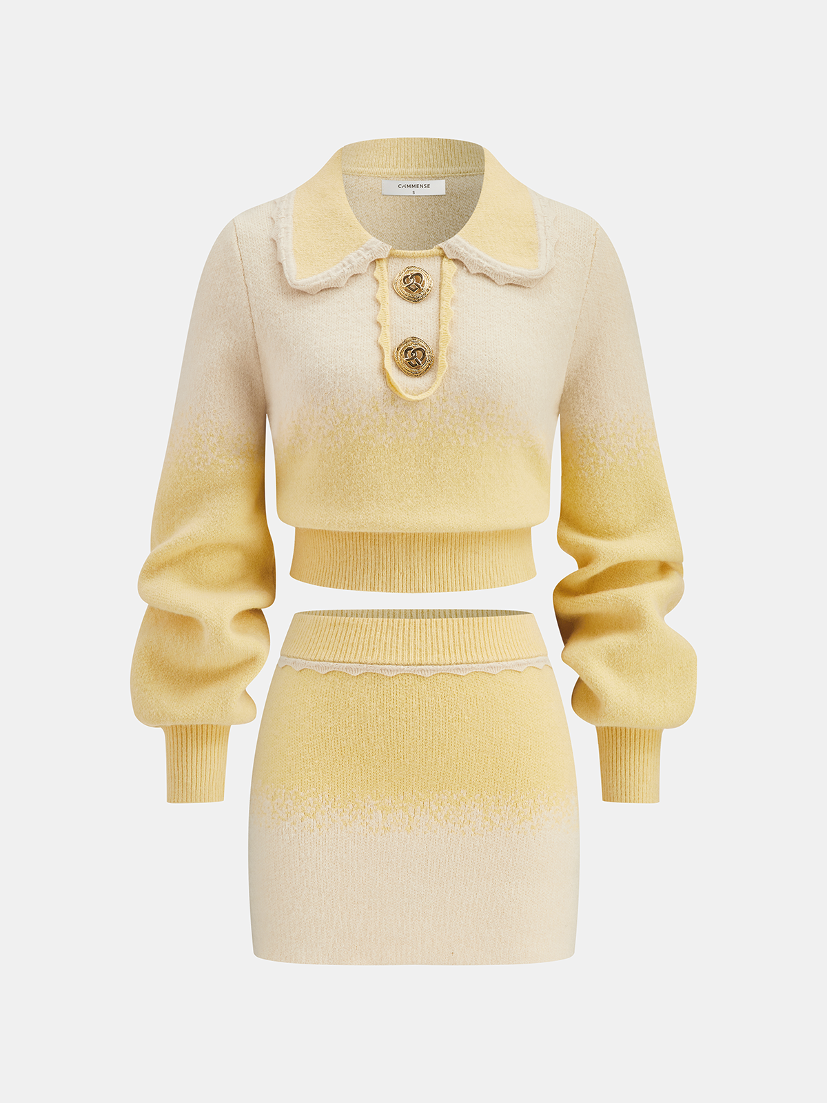 Ombre Knitted Top and Mini Skirt Set-Chicvia