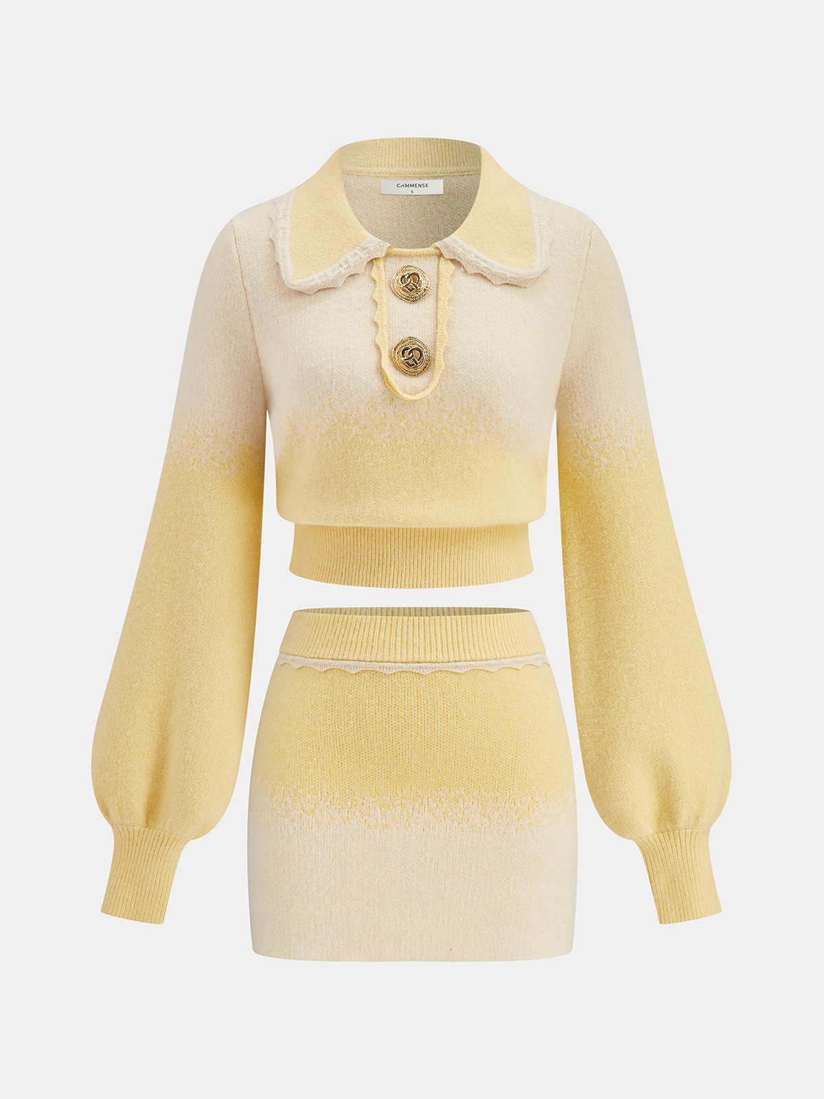 Ombre Knitted Top and Mini Skirt Set-Chicvia