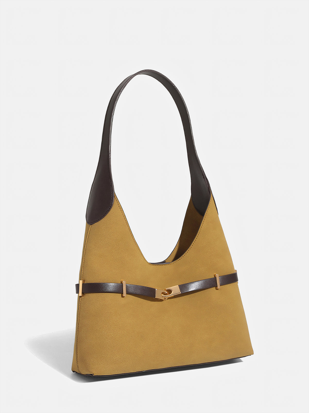 Color-Block Metal-Accent Shoulder Bag-Chicvia