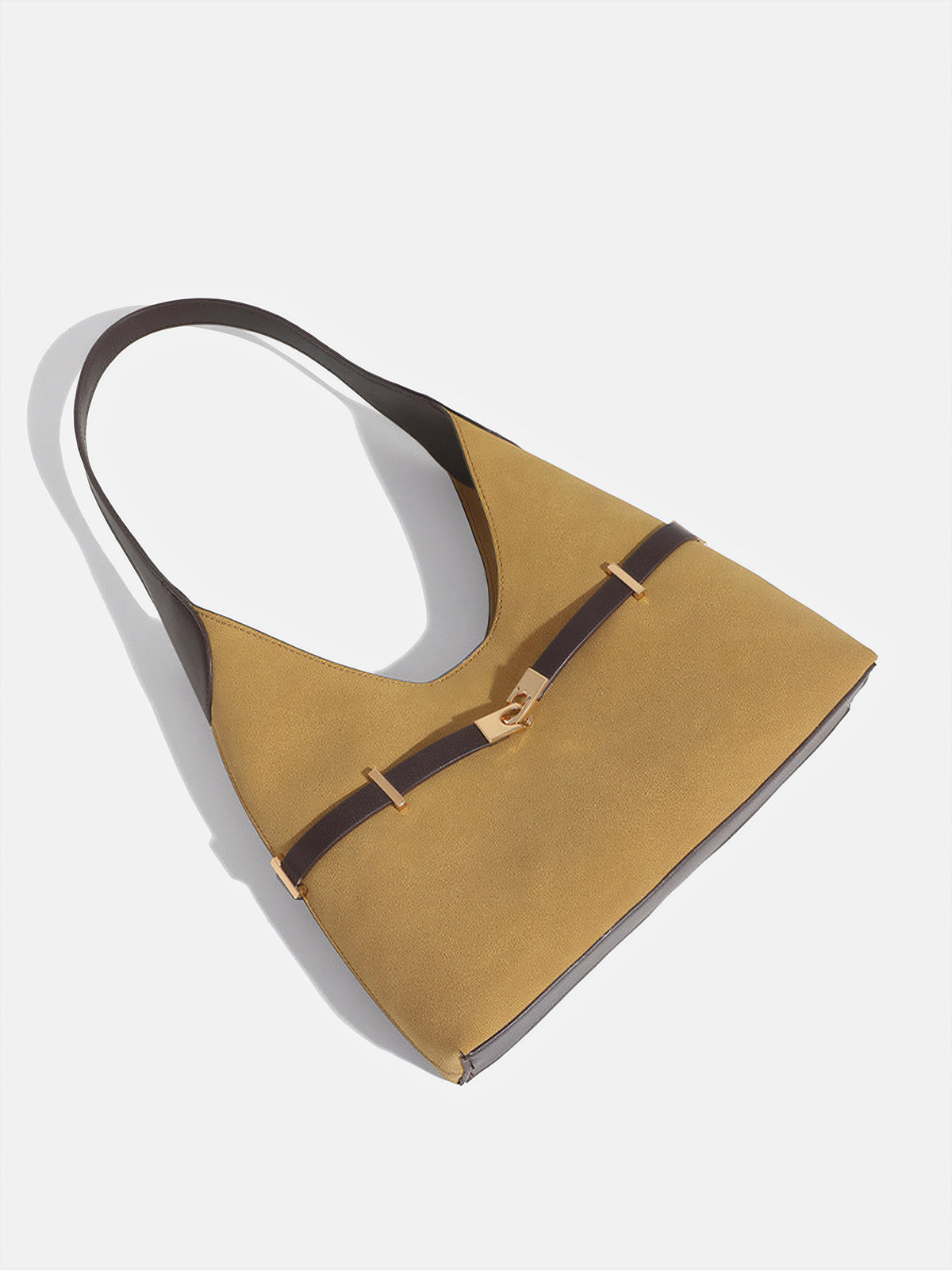 Color-Block Metal-Accent Shoulder Bag-Chicvia