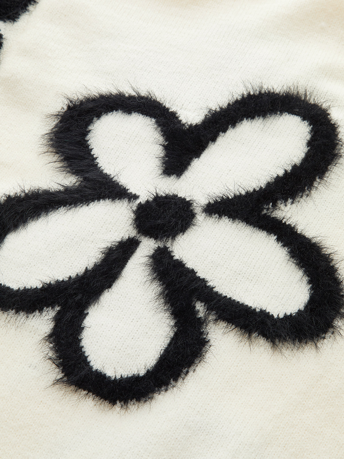 Floral-Patterned Mohair Crew Neck Sweater-Chicvia