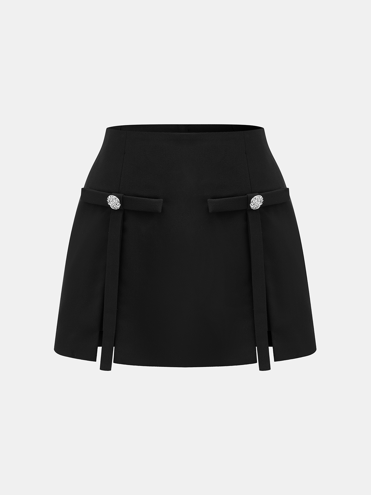 Embellished Strap Detail Mini Skirt-Chicvia