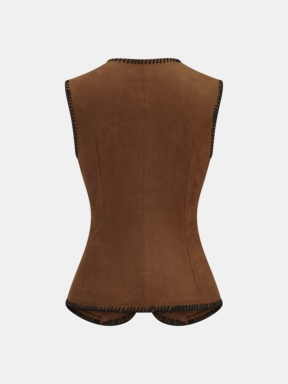 Contrast Stitching Vest with Knotted Button Detail-Chicvia