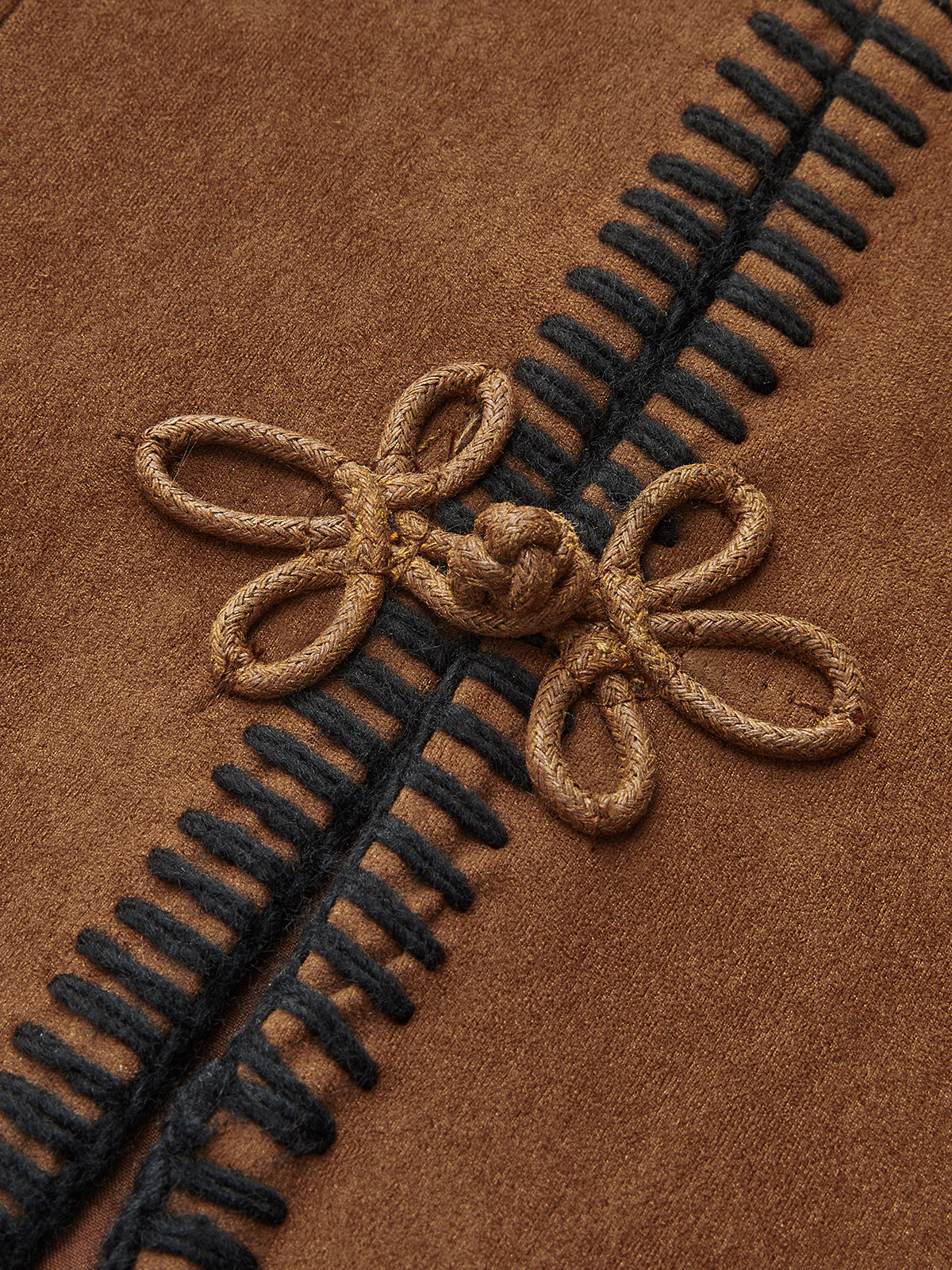 Contrast Stitching Vest with Knotted Button Detail-Chicvia