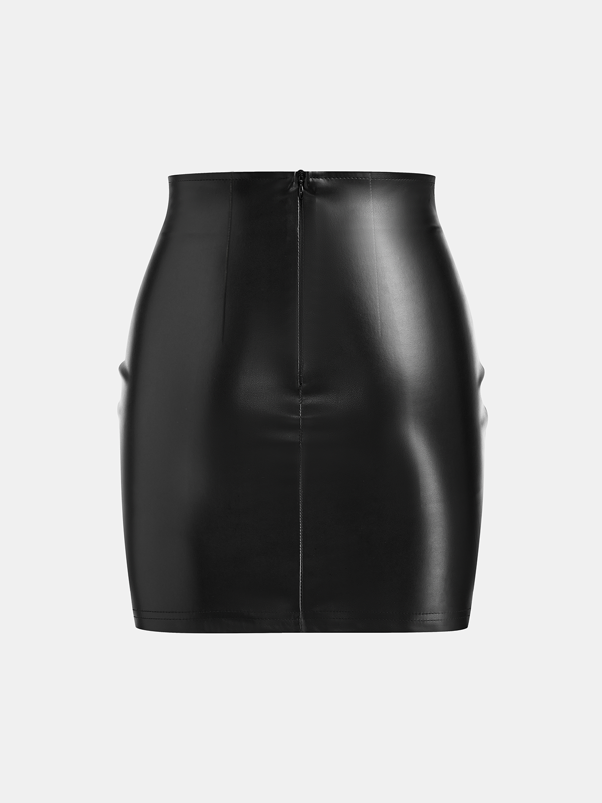 Faux Leather Ruched Mini Skirt-Chicvia