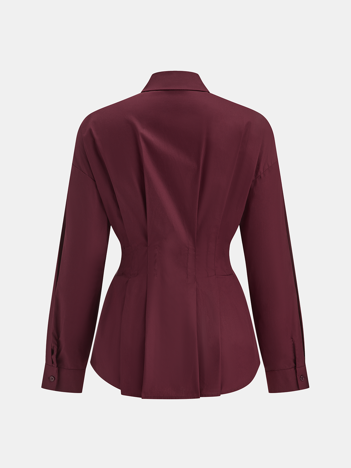 Pleated Peplum Shirt with Collar Detail-Chicvia