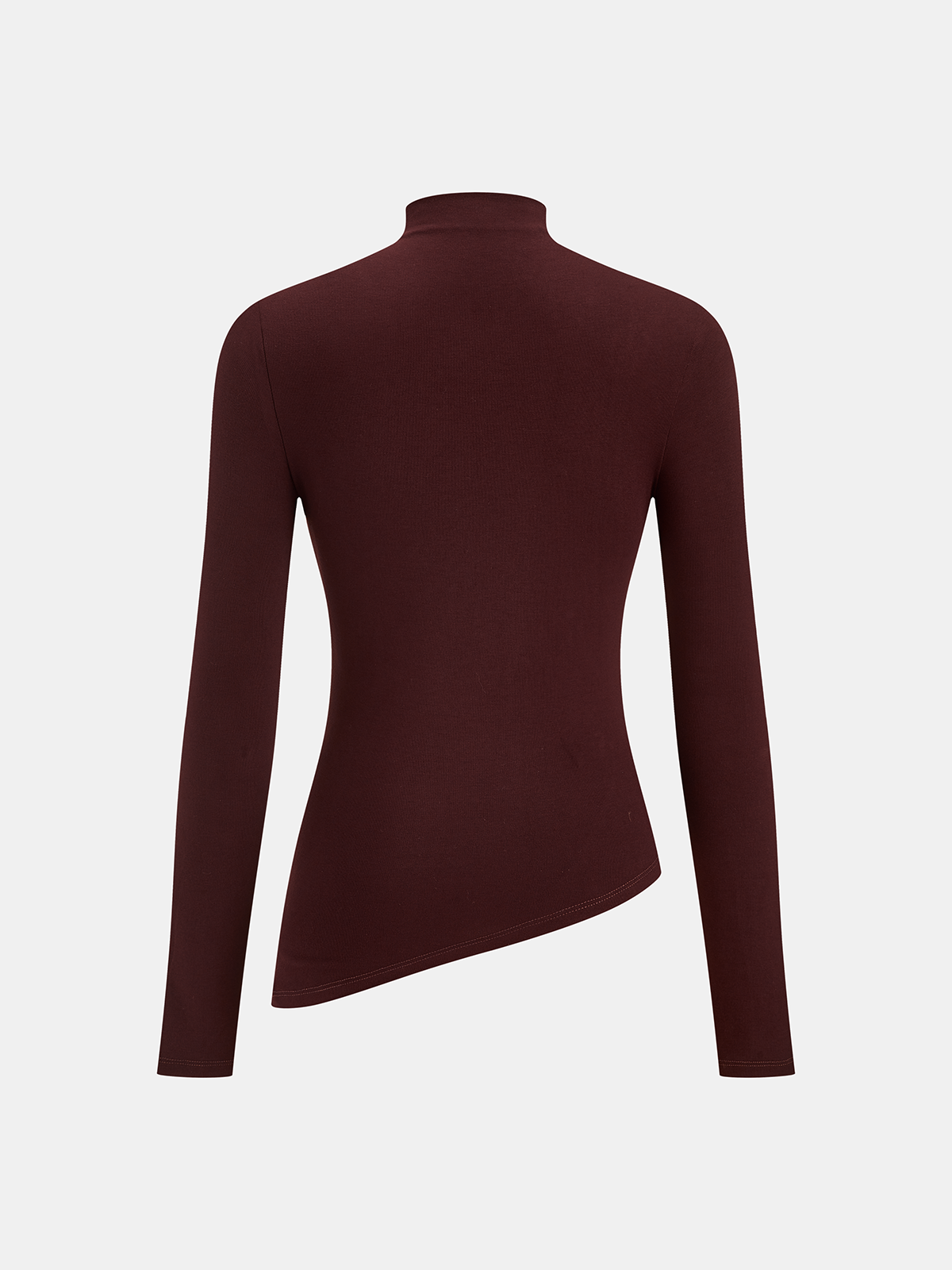 Mock Neck Asymmetric Hem Flower-Sequin Top-Chicvia