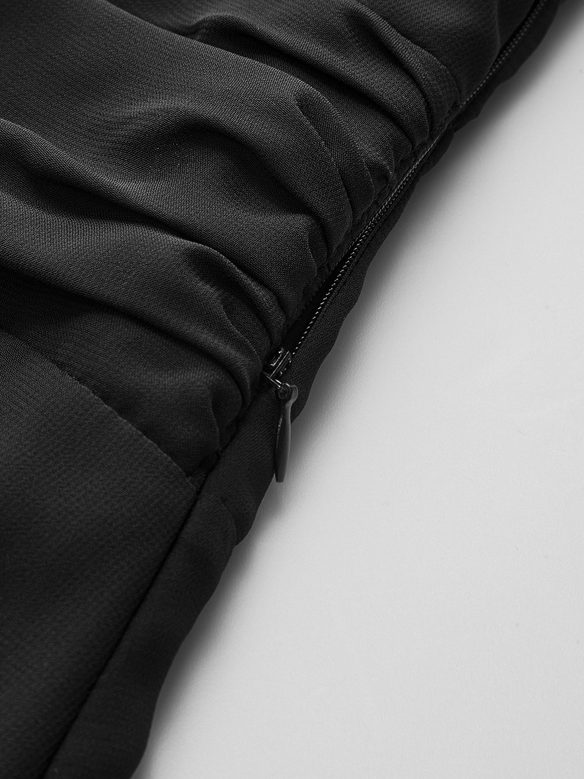 Chiffon Long Sleeve Ruched V-Neck Maxi Dress-Chicvia