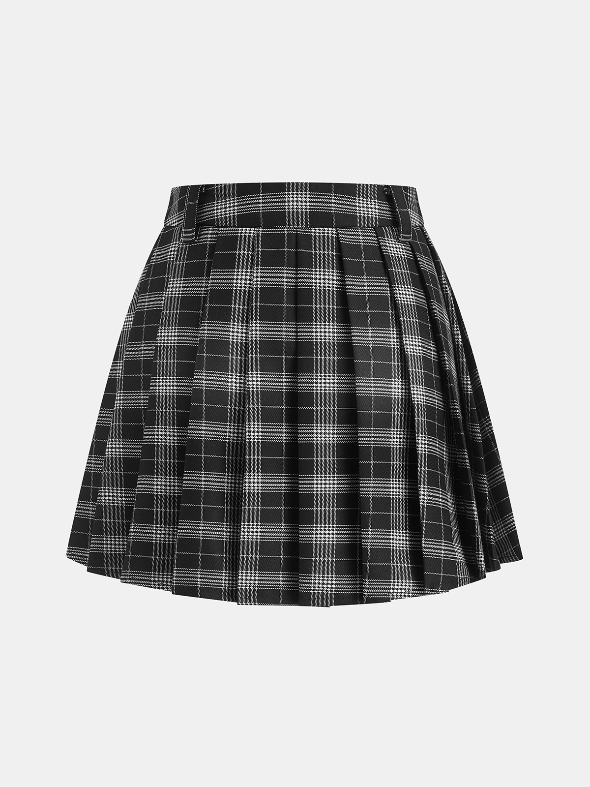 Plaid Pleated Mini Skirt-Chicvia