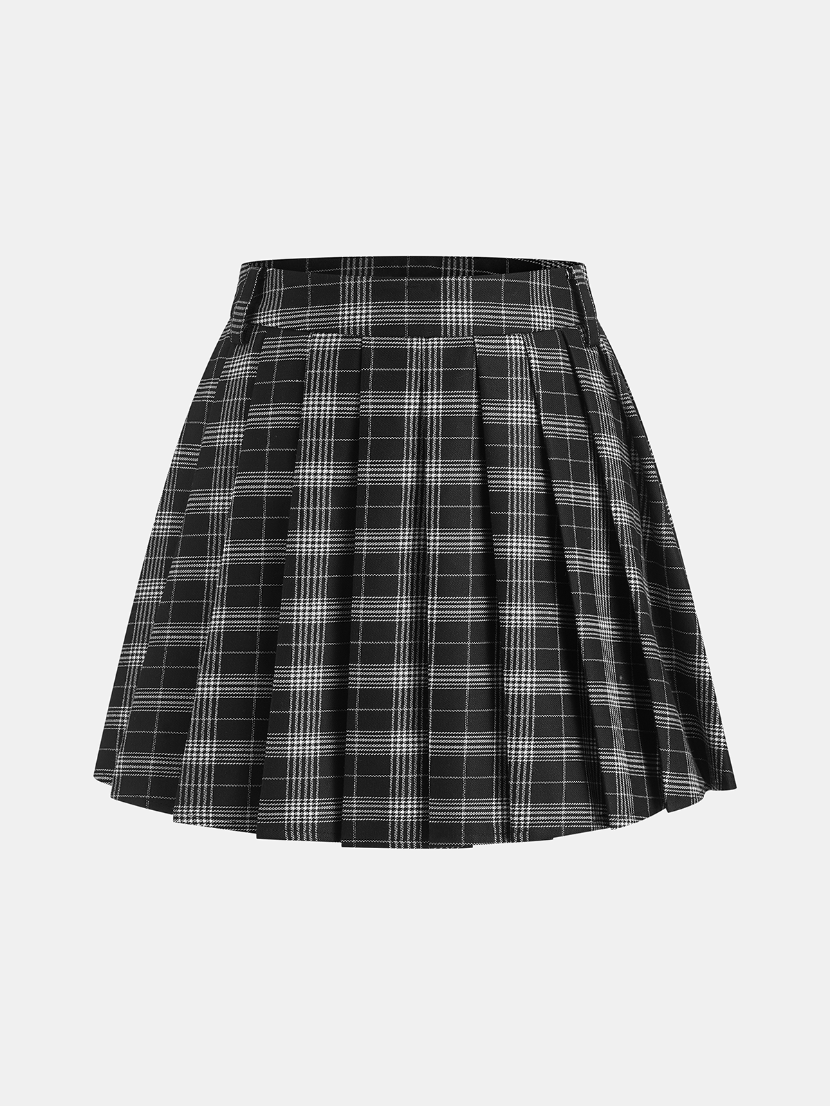Plaid Pleated Mini Skirt-Chicvia