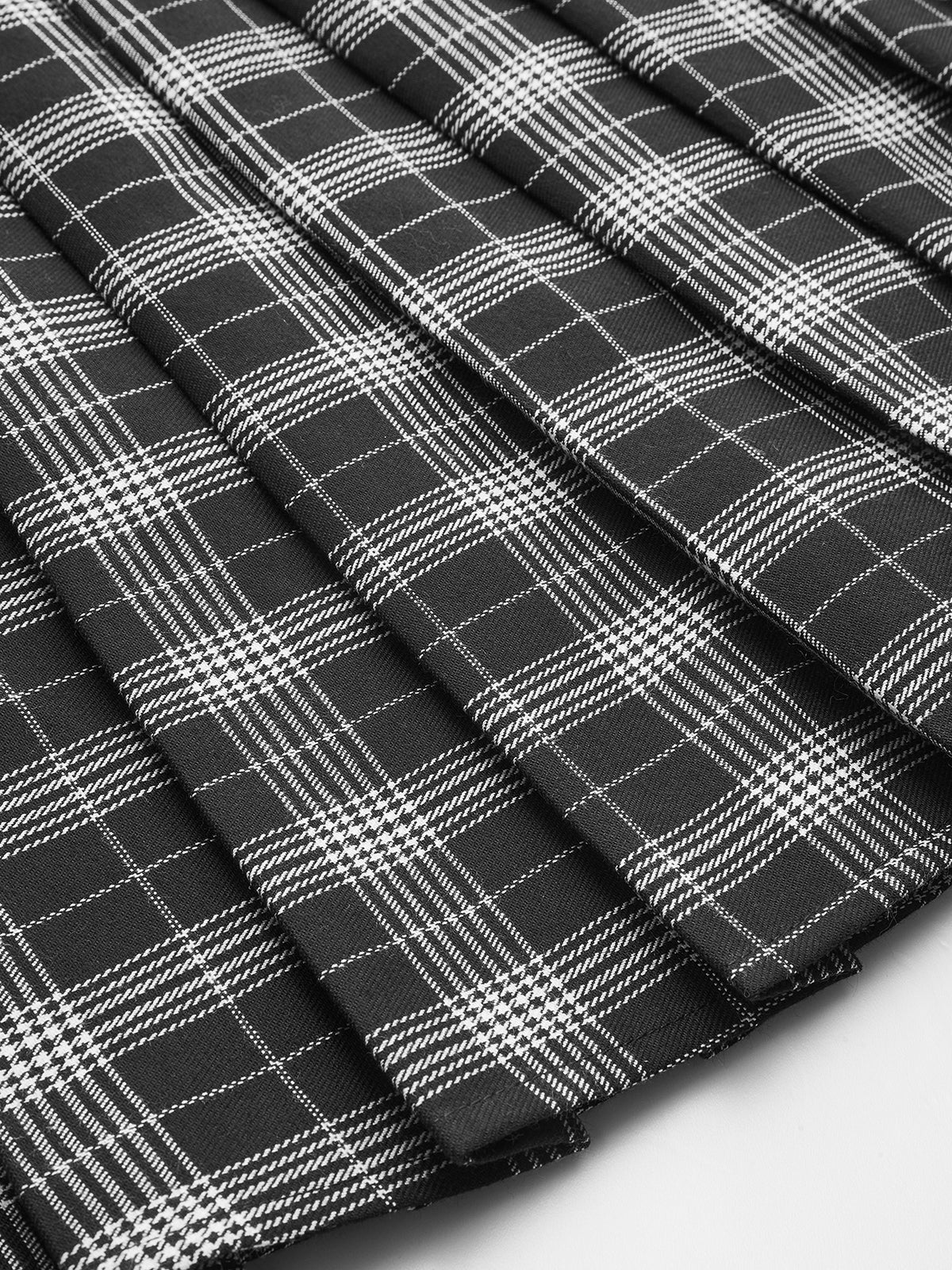 Plaid Pleated Mini Skirt-Chicvia