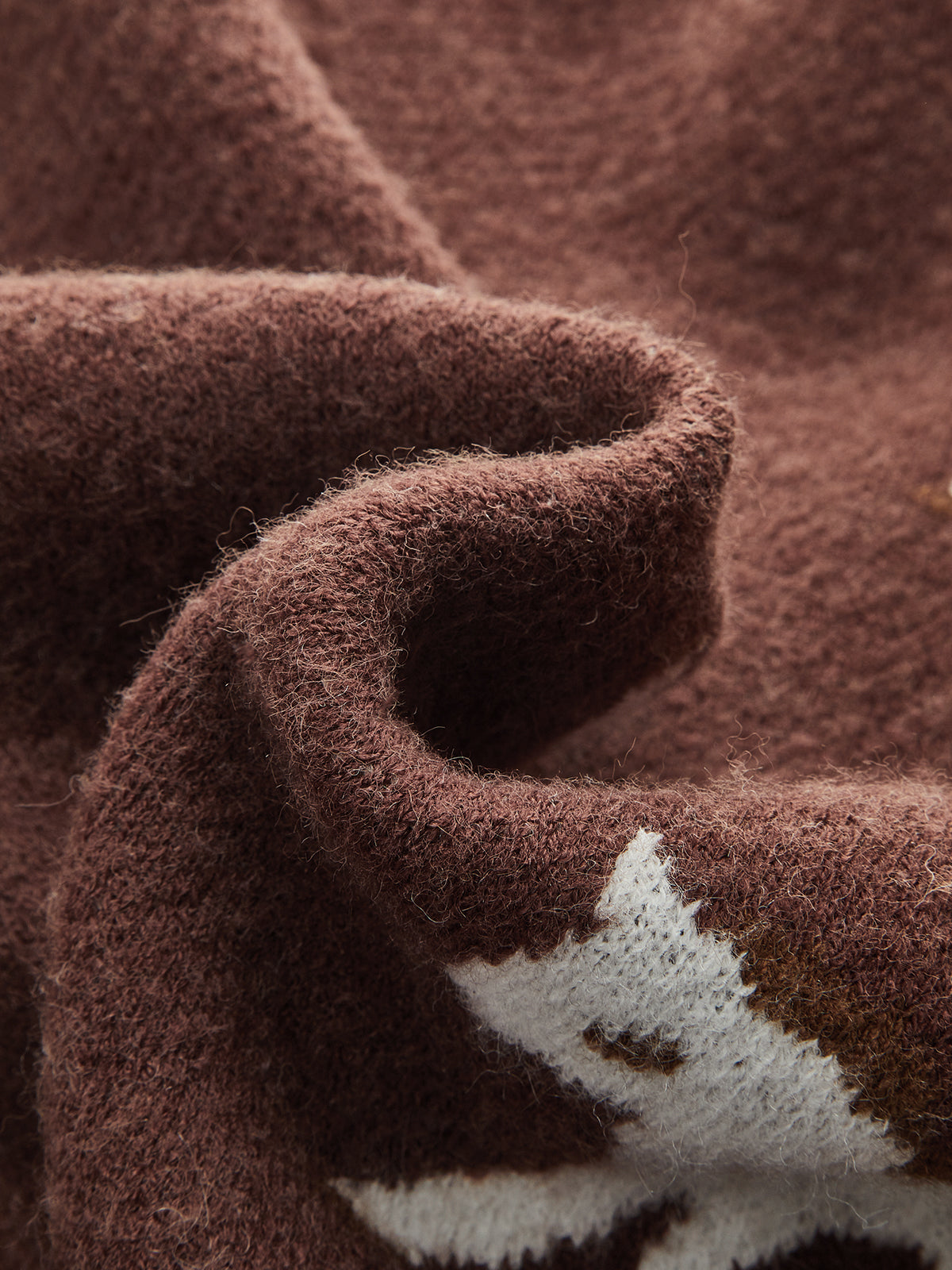 Color-Block Horse-Print Knit Cardigan-Chicvia