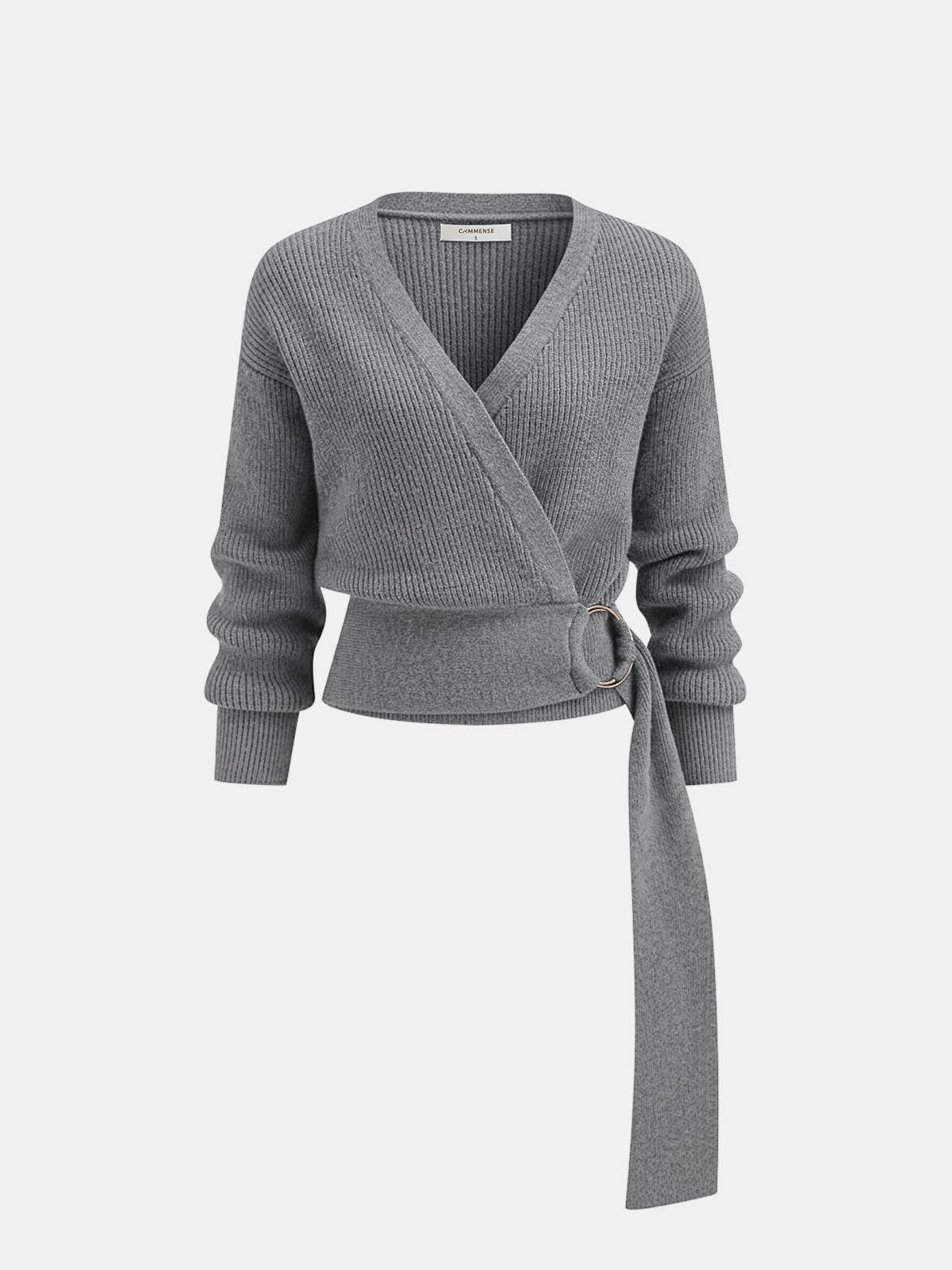 Metal Ring Knit Wrap Cardigan-Chicvia