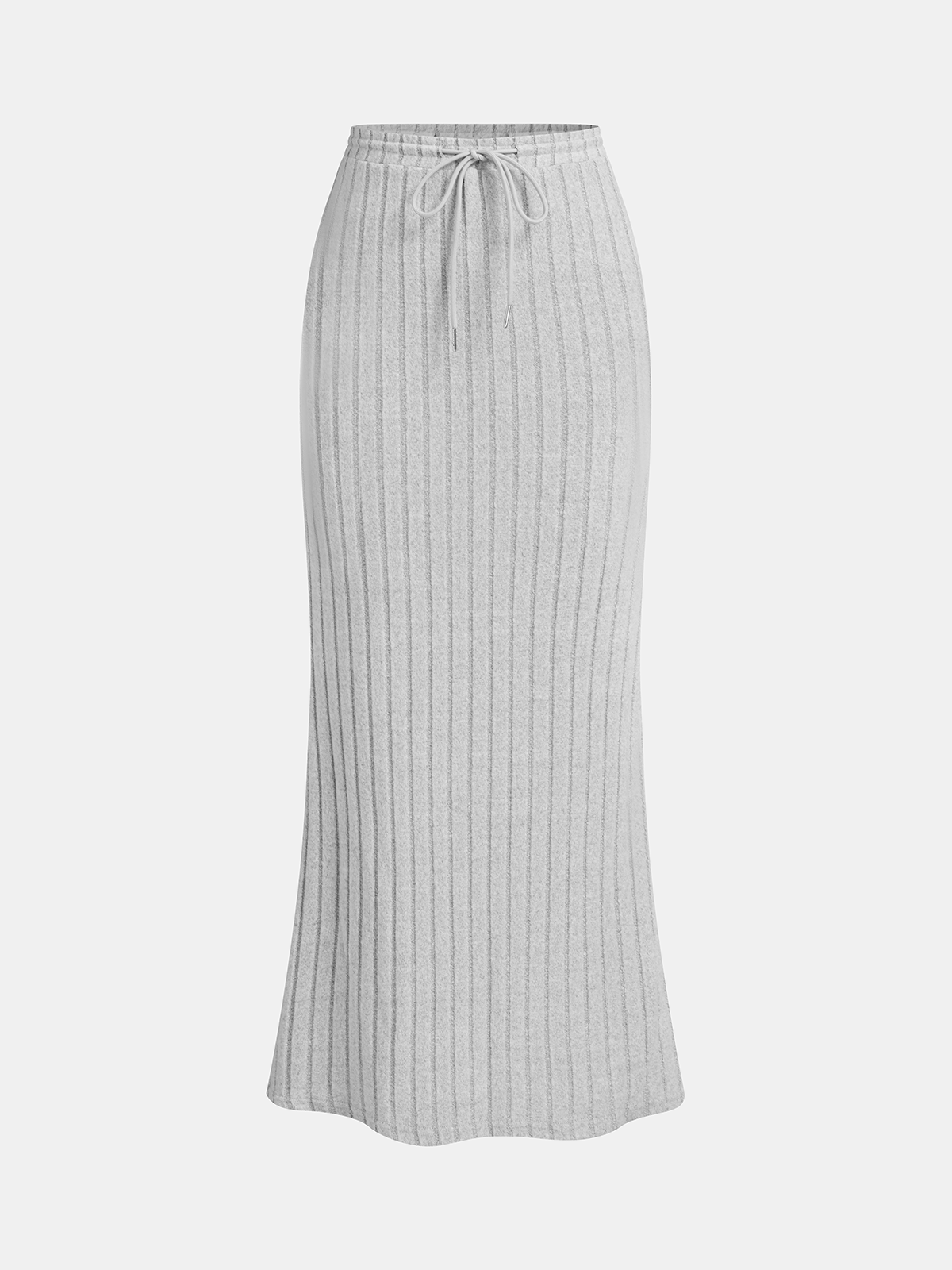Ribbed Striped Knit Top & Skirt Set-Chicvia
