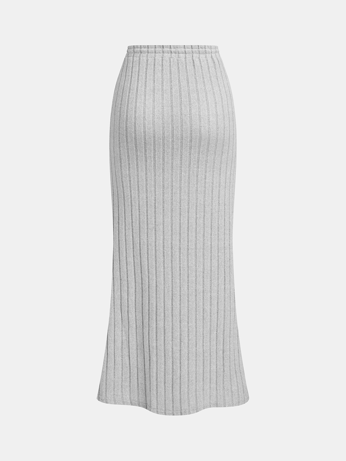 Ribbed Striped Knit Top & Skirt Set-Chicvia