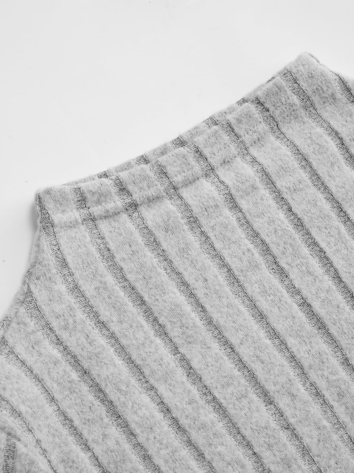 Ribbed Striped Knit Top & Skirt Set-Chicvia