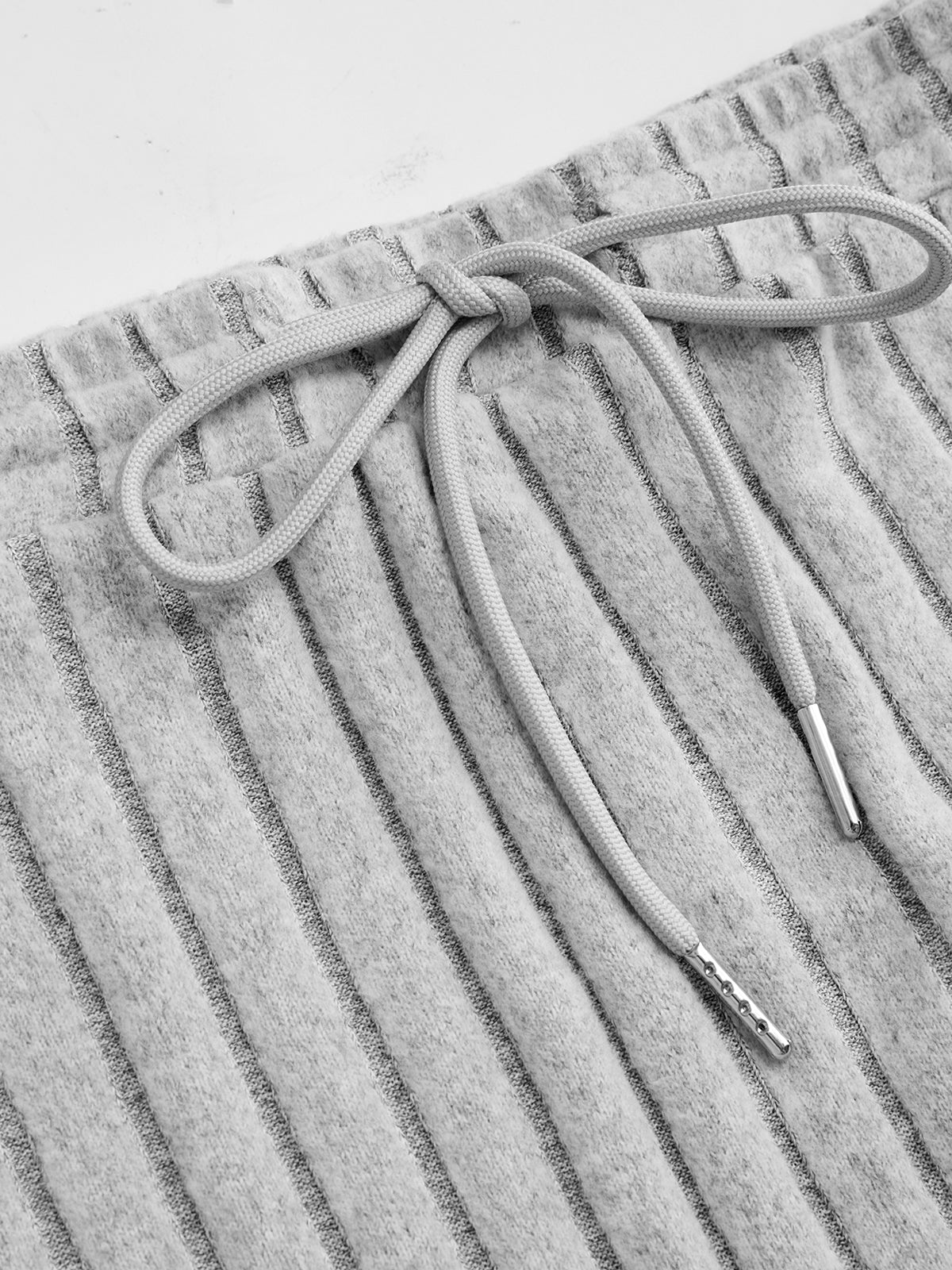 Ribbed Striped Knit Top & Skirt Set-Chicvia