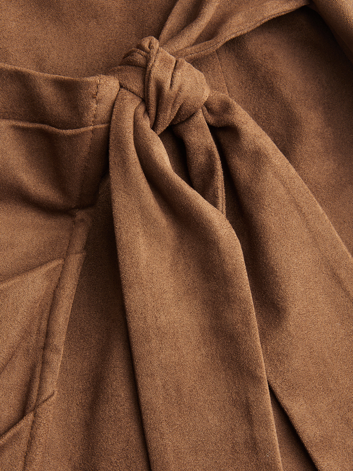 Faux Leather-Panel Tie-Waist Slit Dress-Chicvia