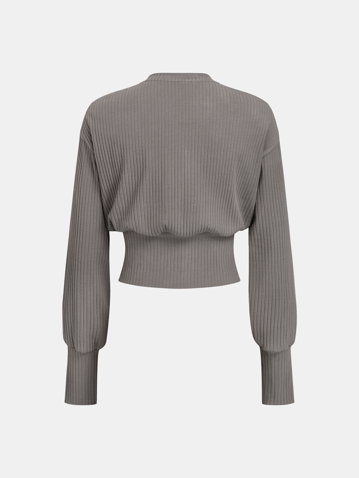 Crew Neck Button-Front Knit Top-Chicvia