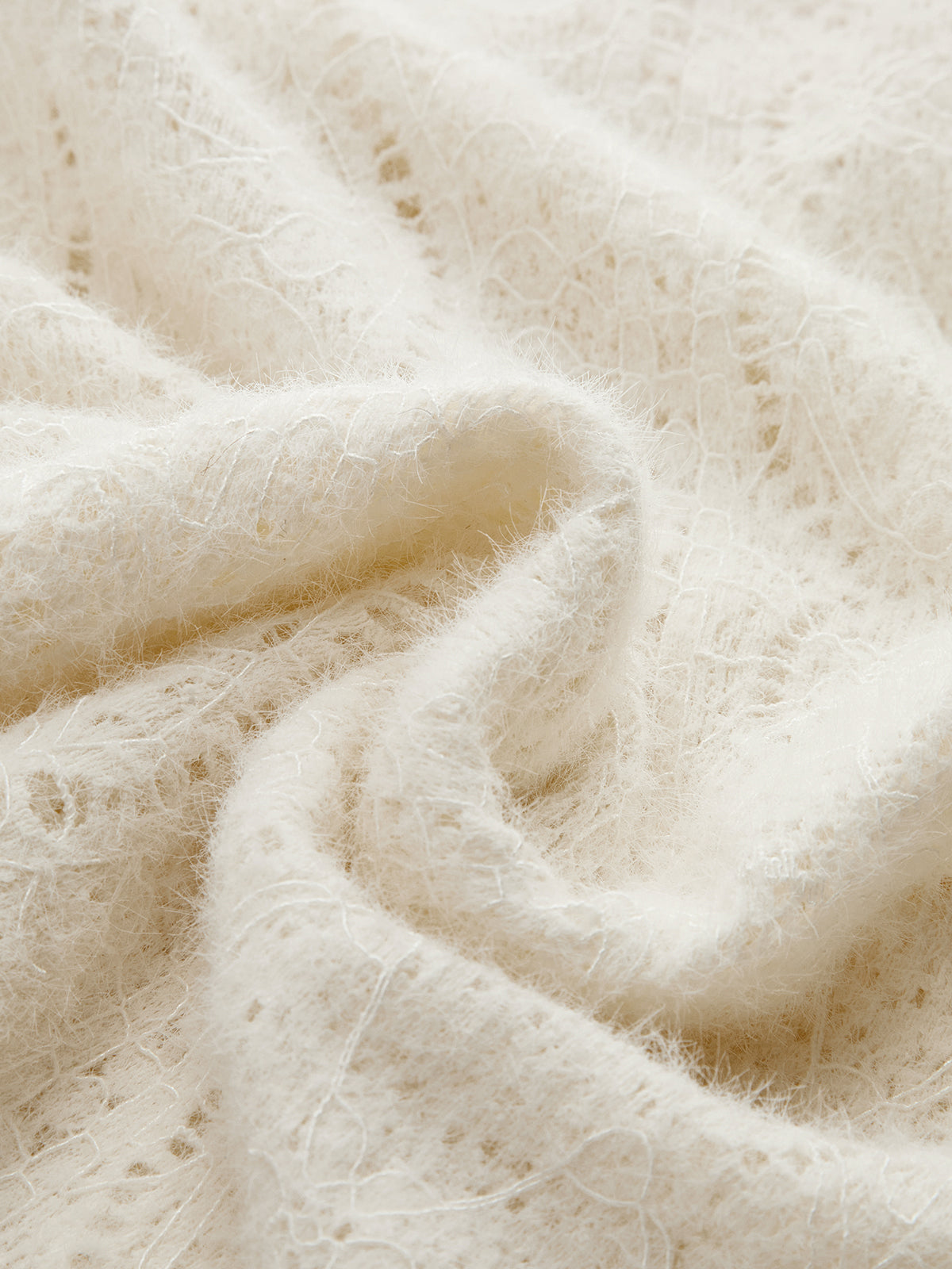 Lace-Texture Square-Neck Knit Top-Chicvia