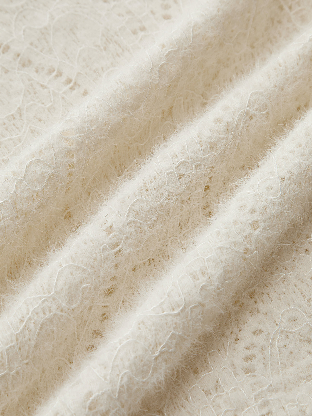 Lace-Texture Square-Neck Knit Top-Chicvia