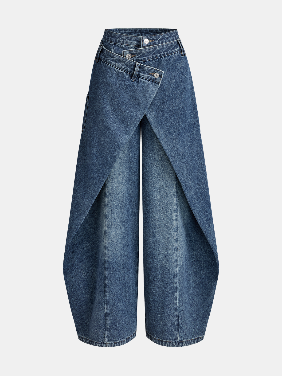 Cross-Front Wide-Leg Jeans-Chicvia