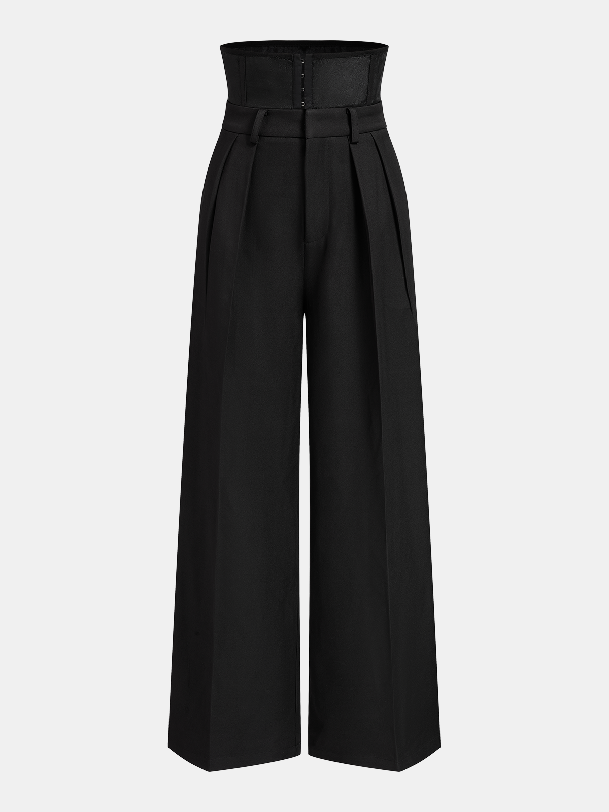 Corset Waist Pleated Wide Leg Pants-Chicvia
