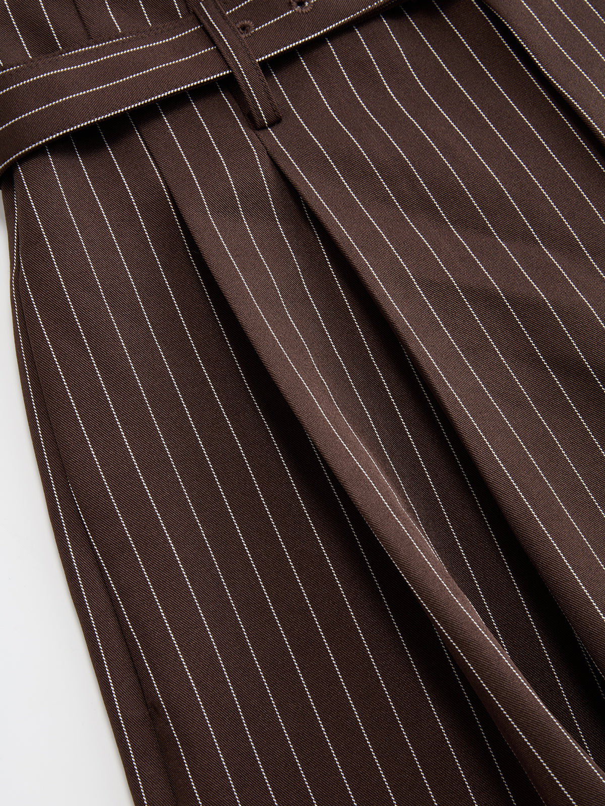 Belted Pinstripe Wide-Leg Pants-Chicvia